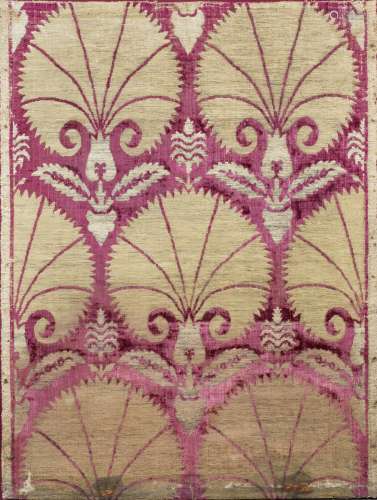An Ottoman voided velvet and metal thread panel Turkey, late 16th/ early 17th Century