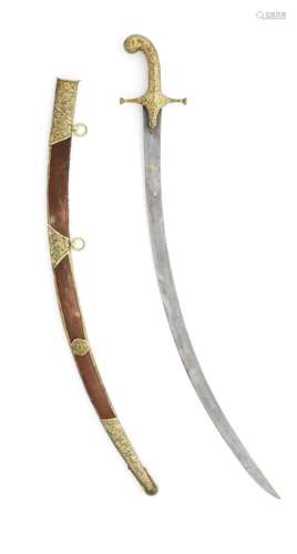 A Kutch Gilt copper mounted steel sword (Shamshir) Western India, early 19th Century