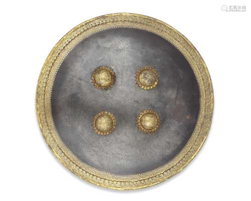 A gold koftgari steel shield (dhal) North India, 19th Century