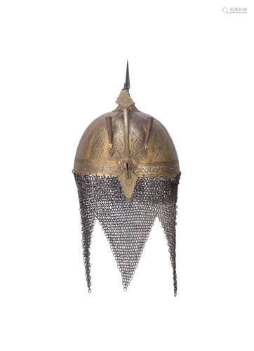 A gold koftgari steel helmet (khula-khud) North India, 19th Century