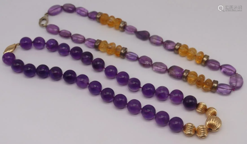 JEWELRY. (2) Beaded Amethyst Necklace.