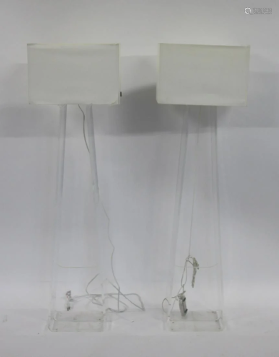 Vintage Pair Of Lucite Standing Lamps