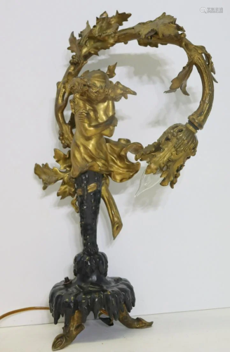 Gilt And Patinated Art Noveau Bronze Figural…
