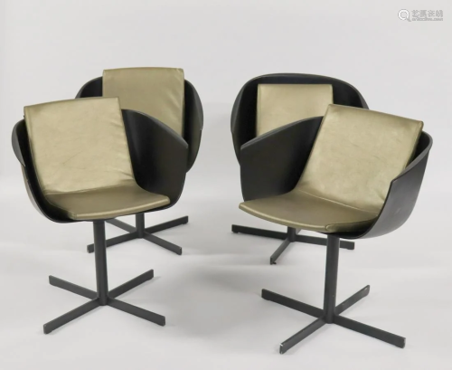 Midcentury Set Of 4 Swivel Chairs