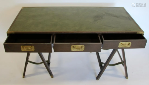 Signed Campaign Style Leathertop Desk .