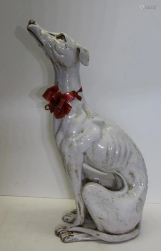 Vintage Glazed Terracotta Greyhound.