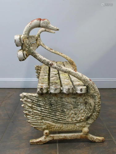 Cast Iron Swan Form Garden Bench.