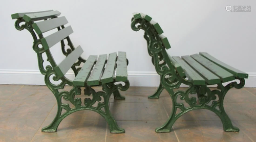 A Pair Of Antique Cast Iron Seats With Woo…