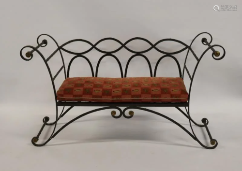 Antique Hand Wrought Iron Bench With …