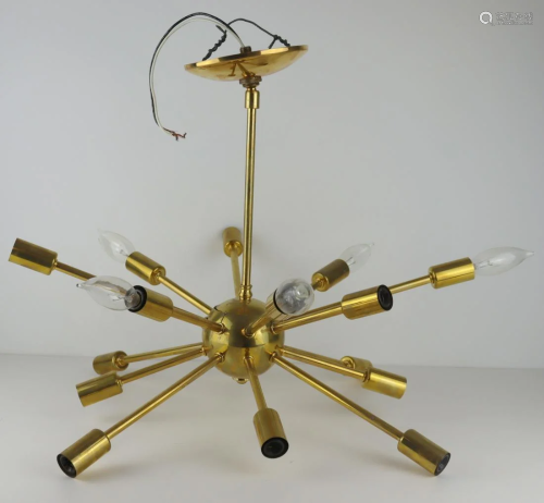 Midcentury Gilt Metal Sputnik Style Chand…