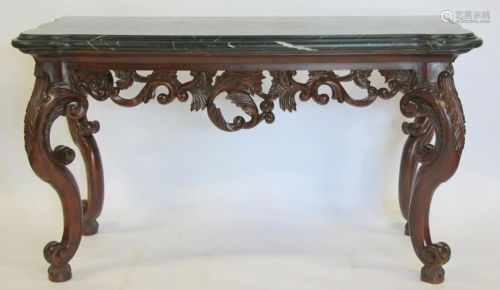 Highly Carved Mahogany Marble Top Co…
