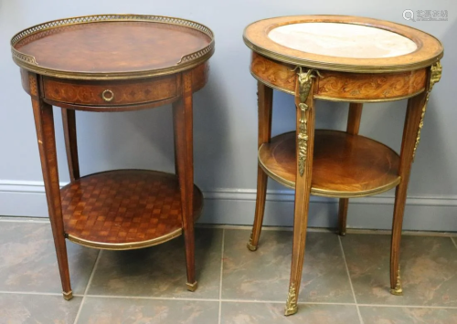 2 Antique French Bronze Mounted Tables .