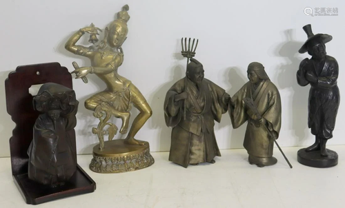 Group Lot Of Asian Bronze & Gilt Metal Sculpt…