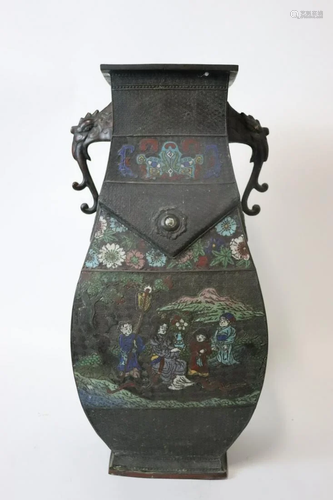 Antique Japanese Cloisonne Floor Vase.