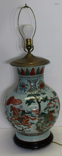 Vintage Enamel Decorated Porcelain Vase …