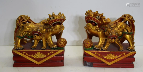 2 Vintage Paint And Gilt Decorated Carved Ma…