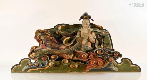 Japanese Polychrome Wood Buddha - Edo Period