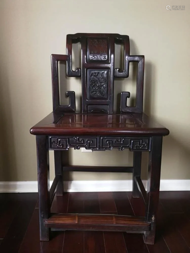 Chinese Rosewood Chair with Lotus