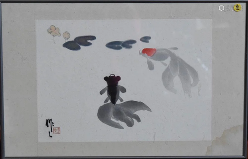 Chinese Framed Painting Art - Signed - Gol…