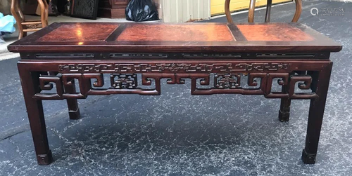 Chinese Rosewood Low Table with Burlwood I…