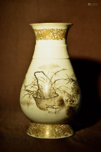 Japanese Studio Porcelain Vase by Kanzan