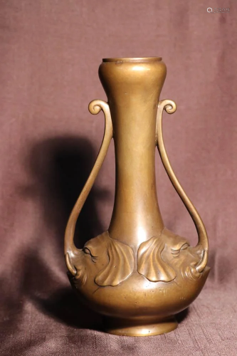 Japanese Bronze Mixed Metal Vase of Flora…