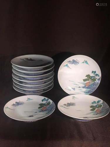 Set of Japanese Porcelain Dishes with Box …