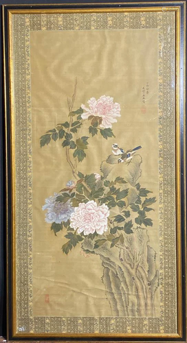 Chinese Painting on Silk - Bird and Peony