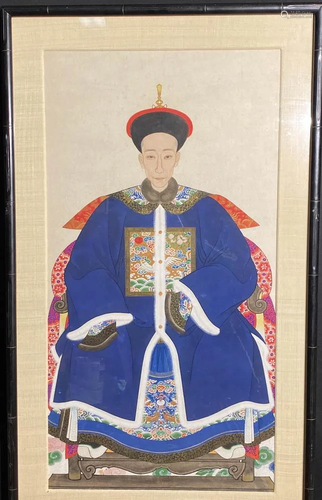 Chinese Polychrome Water Color Painting of H…