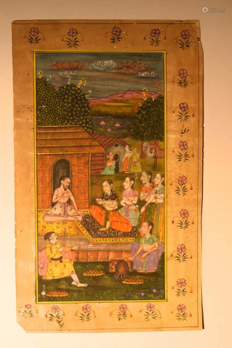 Indian Moghul Painting - Listening to the …