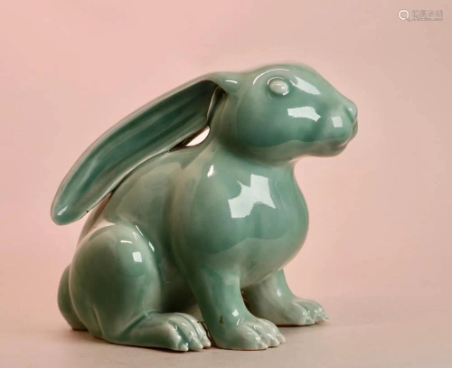 Japanese Celadon Porcelain Longear Rabbit