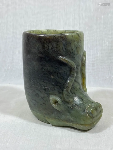 Chinese Jade Rhyton Cup - Ox