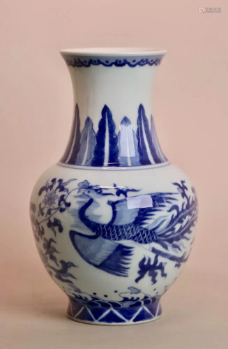 Chinese Blue White Porcelain Vase with Pheonix