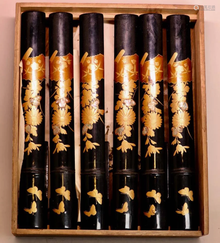 Japanese Lacquer Screen Stand - Set of Six