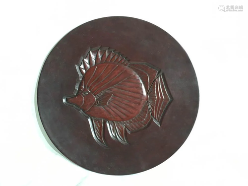 Japanese carved Wood Charger - Fish