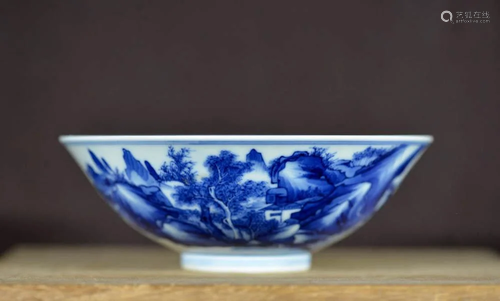 Chinese Blue White Porcelain Bowl - Landscape