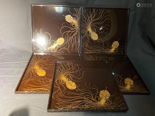 Japanese Lacquer Trays - Set of Five