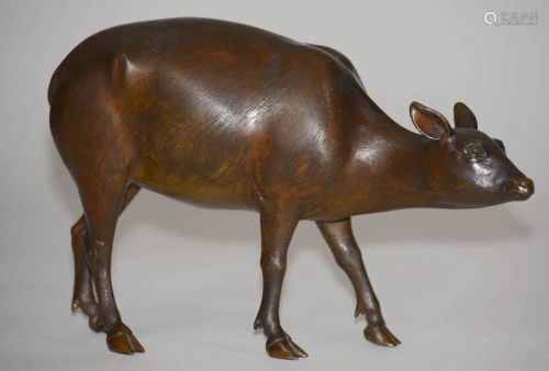Rare Chinese Bronze Model of Deer