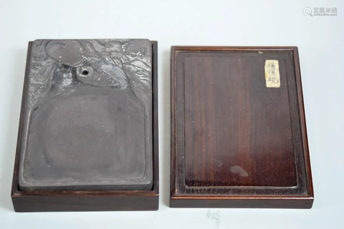 Chinese Inkstone with Carp Scene