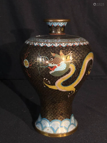 Chinese Cloisonne Meiping Vase with Dragon
