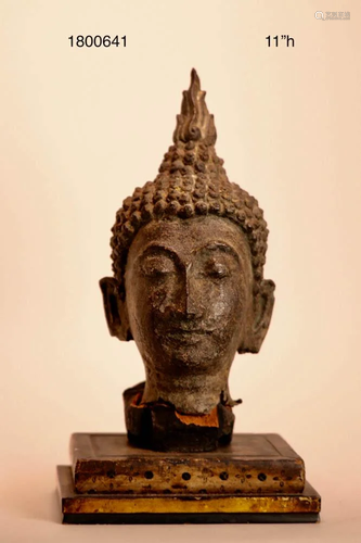 Antique Thai Burmese Bronze Buddha Head on …