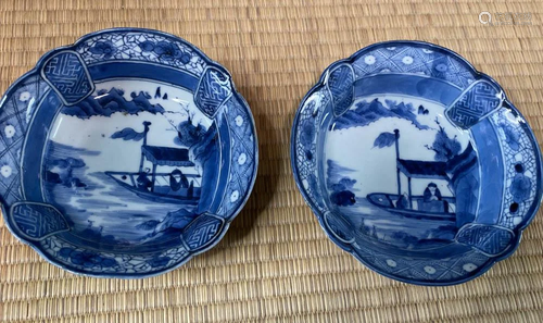 Pair Japanesze Blue White Arita Porcelain Bowl…