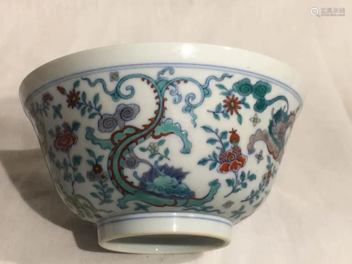 Chinese Doucai Porcelain Bowl - Dragon
