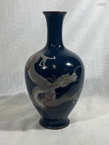 Japanese Cloisonne Vase with Dragon