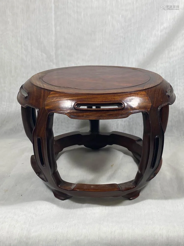 Chinese Rosewood and Burlwood Stand