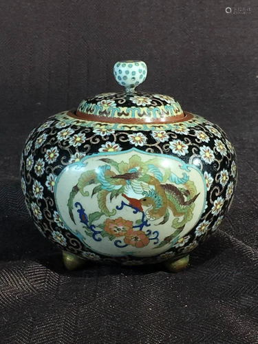 Japanese Cloisonne Koro - Pheonix