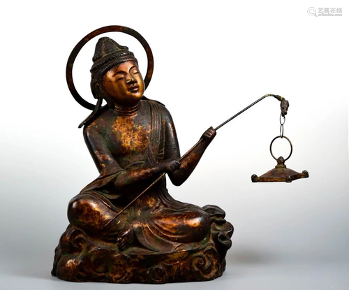 Japanese Bronze Buddha with Gold Splash