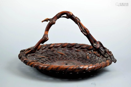 Chinese Bronze Brushpot of Bamboo Shape