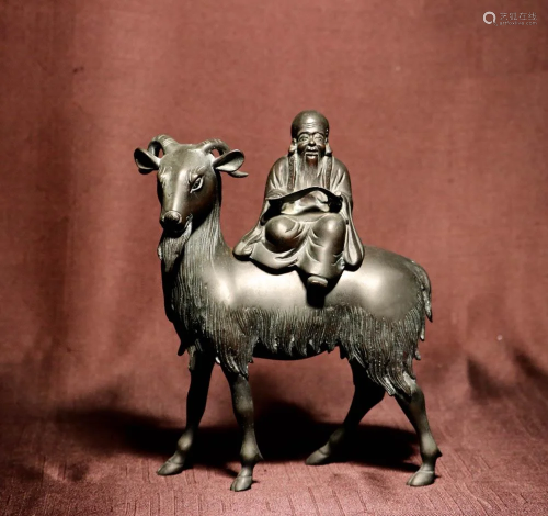 Chinese Bronze Shoulao on Ram