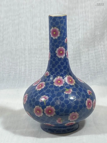 Chinese Blue Porcelain Vase with Plum …